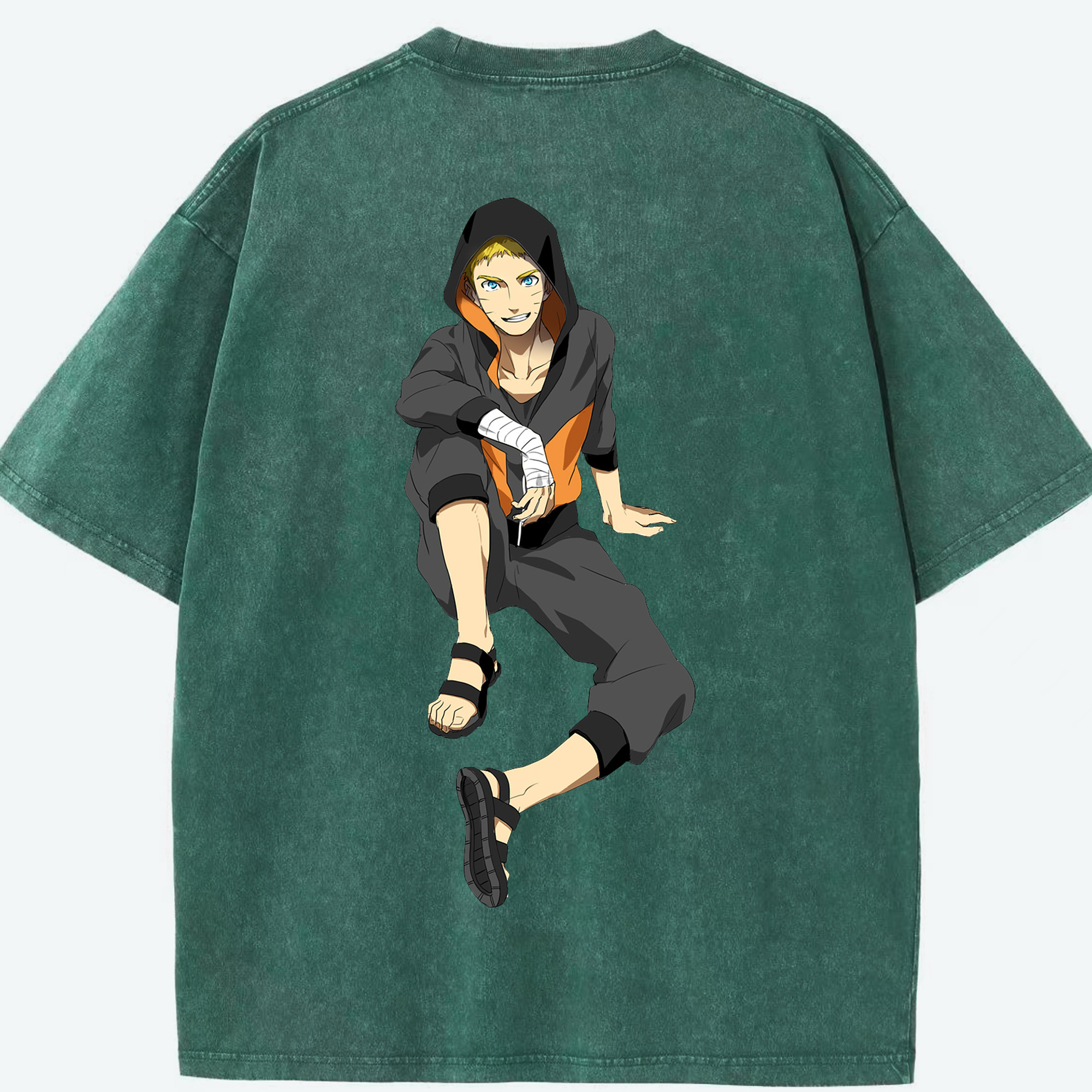 （画像用） NARUTO -ナルト- うずまき ナルト Uzumaki Naruto 綿100% ヴィンテージ風 半袖Tシャツ（背面プリント）
